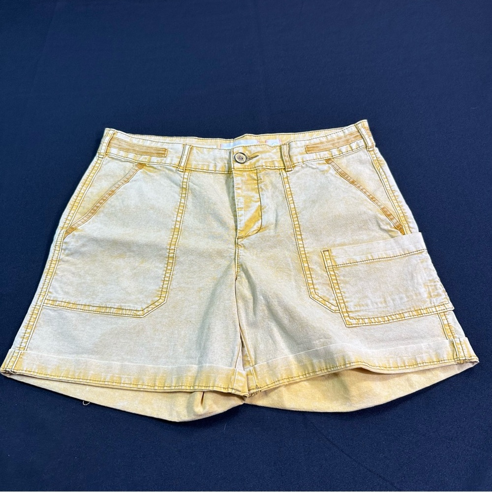 Anthropologie Hei Hei Utility Shorts Butter Yellow Boho Cargo Outdoor Stretch